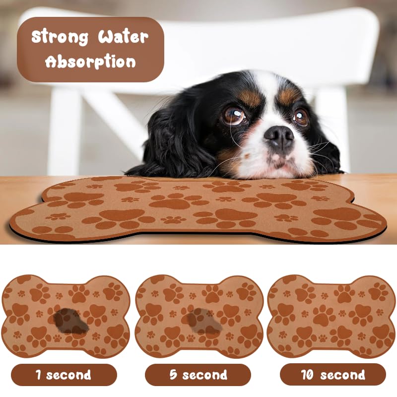 Dog Food Mats for Floors Waterproof (Brown / 19"L x 12"W)