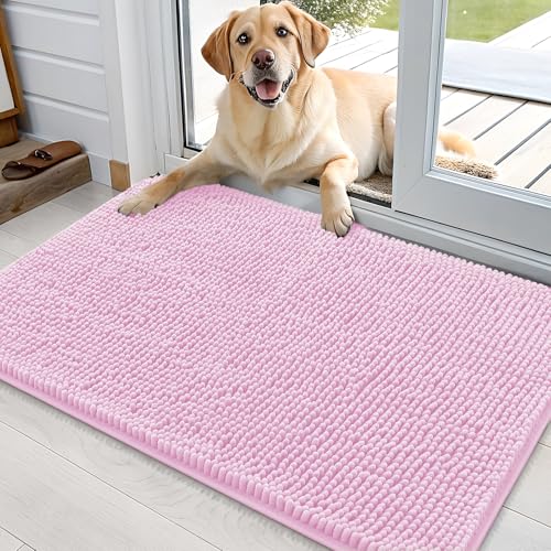 Dog Door Mat for Muddy Paws 35x24 (Pink / 35" X 24")