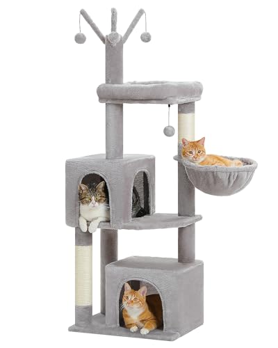 53 Inch Tall Cat Tree with 2 Condos for Indoor Cats (Gray / 53 inches)
