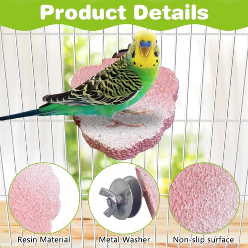3PCS Bird Beak Grinding Stone Resin Bird Perch Stand Grinding Claw Birds Cage Perch Parrot Climbing Chewing Toys Parakeet Cage Accessories for Budgies Cockatiels Conures