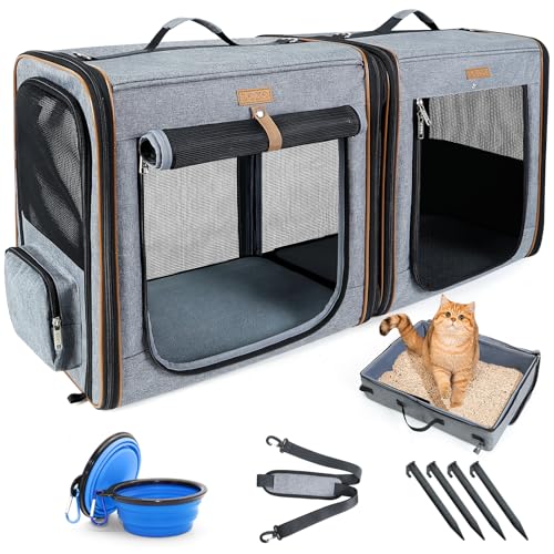 Extra Large Cat Carrier for 2 Cats (Grey)