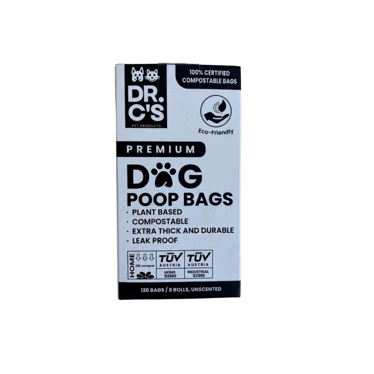 100% Certified Compostable Dog Poop Bags (120 Bags)