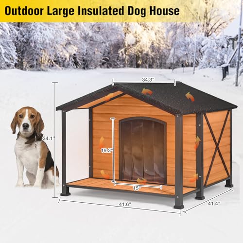 Outdoor Heated Dog House with Heating Pad Insulated Dog House with Anti