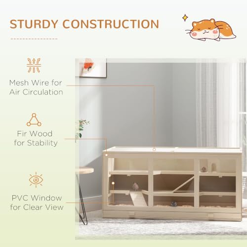 45" Extra Large Wooden Hamster Cage (Natural)