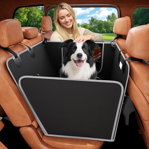 Half Dog Car Seat Cover for Back Seat (Black with Mesh Window)