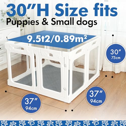 Clear Acrylic Dog Playpen Indoor (White / 30" Height)