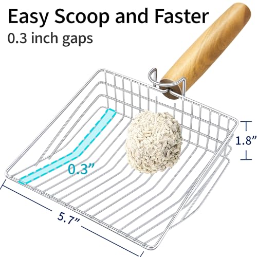 Fast Sifting Cat Litter Scoop with Holder Stand (0.3inch gap)