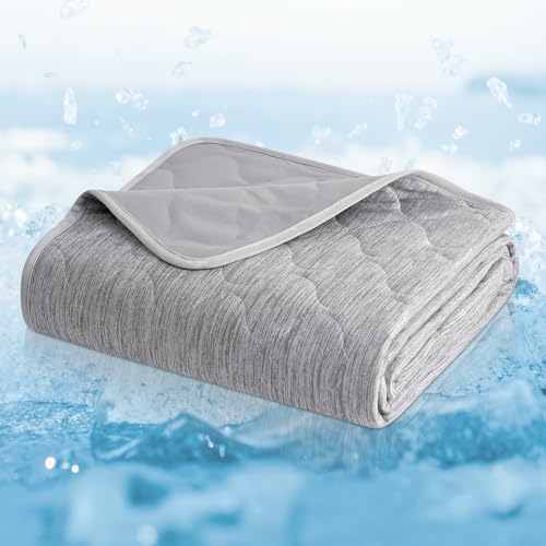 Deluxe Leakproof Cooling Blanket for Large Dogs Q (Heather Silver Grey / 60*80)