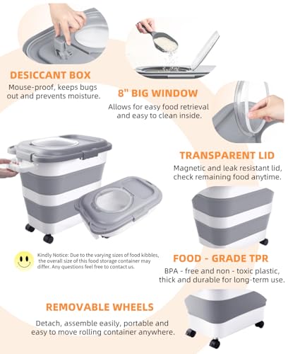25 28Lbs Dog Food Storage Container Airtight (Grey/25-28 Lbs)