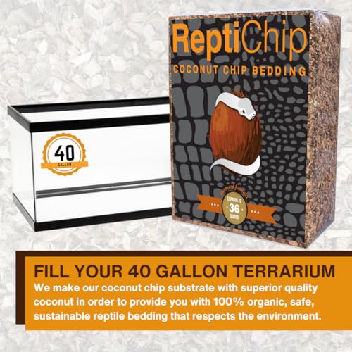 ReptiChip Reptile Bedding Loose Coconut Chip 36 Quart Coco Husk Substrate Mulch for Snake Habitat (36 Quart)
