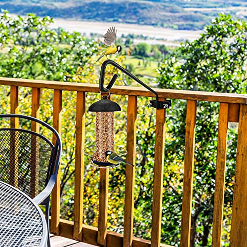 2 Packs 11 Inch Fence Deck Hook Rail Hanging Mounting Kit Heavy Duty Bird Feeder Hook Decorative Hanger for Bird Feeders Planters Suet Baskets Lanterns on Balcony Porch Railing Fence (11in Long Fence Hook-2 Packs)