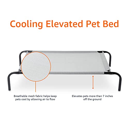 Cooling Breathable Elevated Dog Bed with Durable Metal Frame (Grey / Medium)