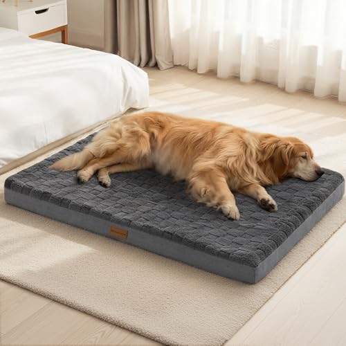 Orthopedic Large Dog Bed Pet Crate Mat 56''X40'' Dark Grey (Dark Grey / 56"L x 40"W x 3.5"Th)