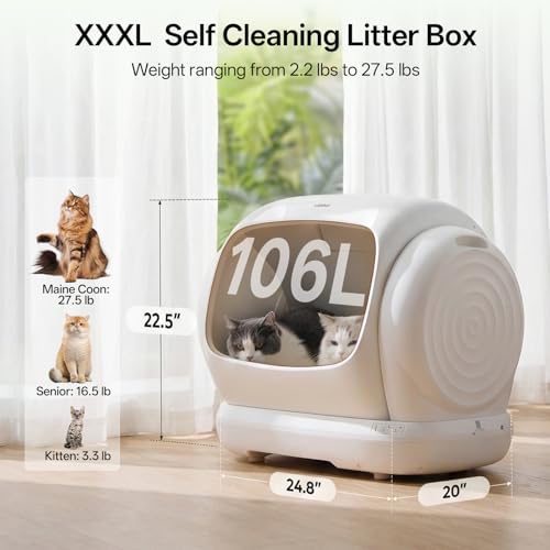 XXXL Self Cleaning Litter Box (White-C41)