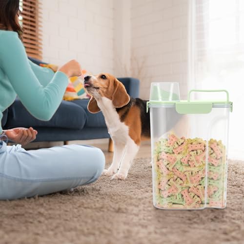 5Lbs /6Qt/5L Airtight Cat Dog Food Storage Container with Upgraded Large Nozzle BPA-Free, Pet Food Storage Containers for Rice, Grain, Pet Food, Flour, Dog Treat Storage-2 Pack Green (light Green x 2 / 5L-2pack)