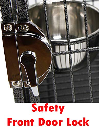 Deluxe Portable Wrought Iron Bird Travel Parrot Vet Carrier Cage (18" x 14" x 22"H / Black Vein)