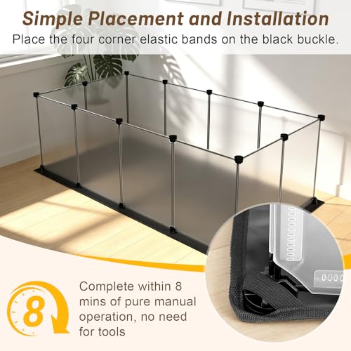 Guinea Pig Cage with Waterproof Mat & 12 Transparent Panels (12 Panels with flat mat / Black)