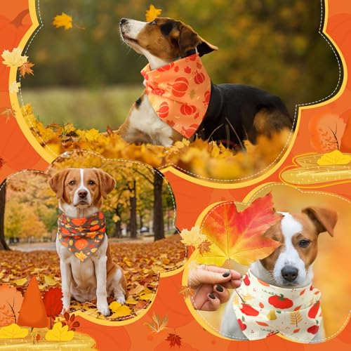 100 Pieces Thanksgiving Dog Bandanas Bulk Fall Autumn Pet Bandanas with Pumpkin Patterns Triangle Scarf Bib Kerchief Set for Small Large Dog Costume Accessories (Pumpkin / 25.6 x 17.7 x 17.7")