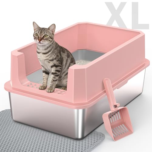 Stainless Steel Litter Box (Pink / XL)