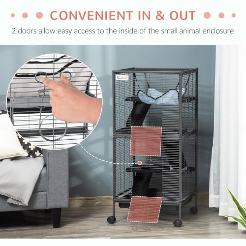 Metal Small Animal Cage (20.5"L x 20.5"W x 44.8"H / Grey)