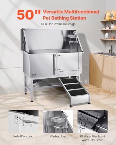 Stainless Steel Dog Washing Station (Right RAMP / 50 inch)