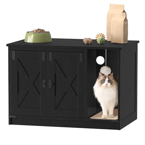 Cat Litter Box Enclosure (31.5"L x 19.7"W x 20.9"H / Black)