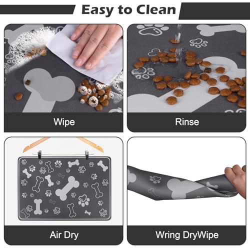 Pet Feeding Mat (18"L x 12"W / Square Dark Grey)