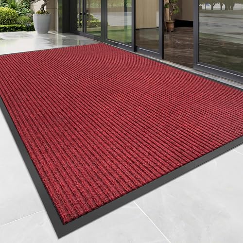 Front Door Mat (4' x 5' (Rectangular) / Red Striped)