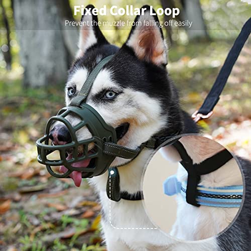 Soft Basket Silicone Muzzle for Small Dog to Prevent Biting (Green / 1 (Snout: 6"-7.5"))
