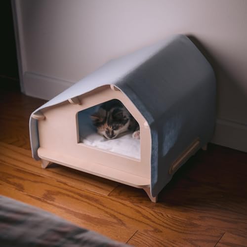 Luxe Cabin Premium Pet Bed for Cats & Small Dogs (Light Grey / XL)