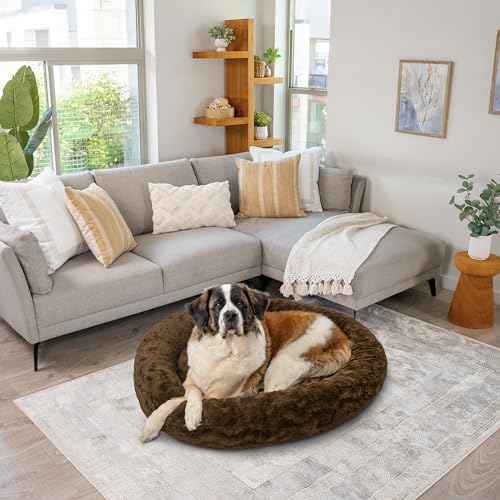 The Original Calming Donut Dog Bed for Extra (Dark Chocolate Lux / X-Large)