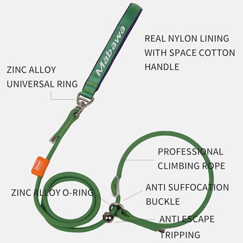 Dog Anti Slip Leash 5FT with Metal Stopper (Green / 5 FT)
