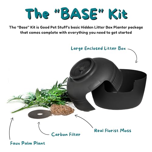 Original Hidden Litter Box Planter (Palm Plant / Base Kit / Charcoal Black)