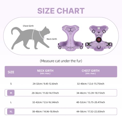 Cat Harness Leash Set with AirTag Holder (Purple for Airtag / L)