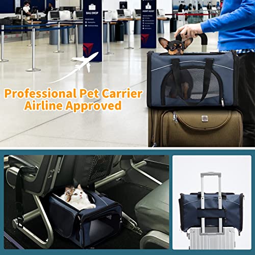 Airline Approved Pet Carrier for Small Dogs & Cats (Navy / 19.0"L x 9.5"W x 12.0"H)