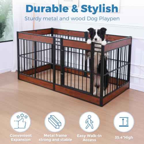 Furniture Style Dog Playpen (MAHOGANY / 6 Panels (27.5" High))