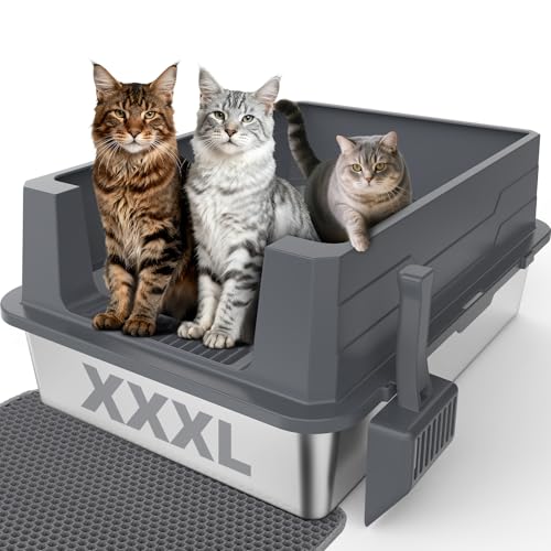 Stainless Steel Litter Box Extra Large for Big Cats Multi (Dark Grey / XXXL)