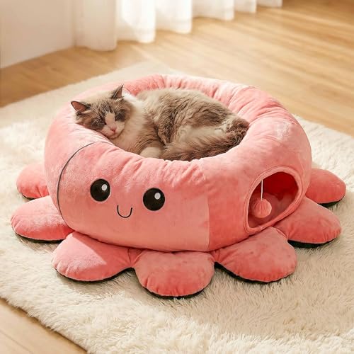 Cat Tunnel Bed with 20 Cat Toys (Pink / Large)