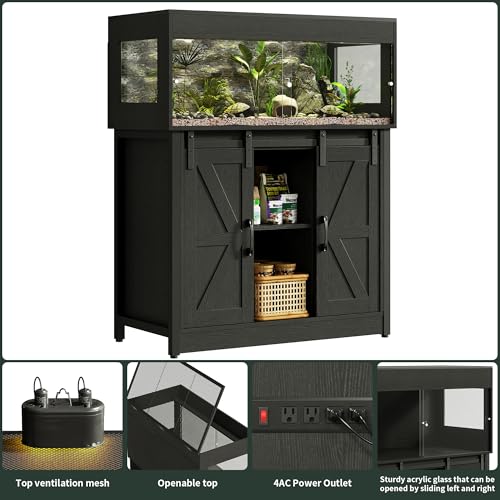 40 Gallon Reptile Terrariumn Tank with Stand (Black / 40 Gallon)