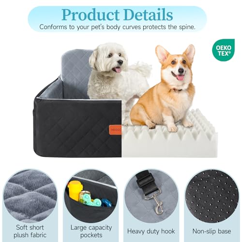 Dog Car Seat for Medium Large Dogs Under 55 lbs (Black/Grey)