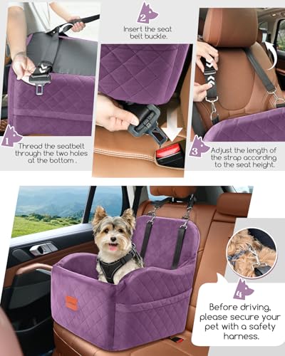 Dog Booster Car Seat for Small (Purple / Medium)