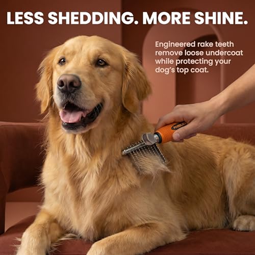Poodle Dematting Fur Rake Comb Brush for Dogs and Cats (Orange / Dematting Comb)