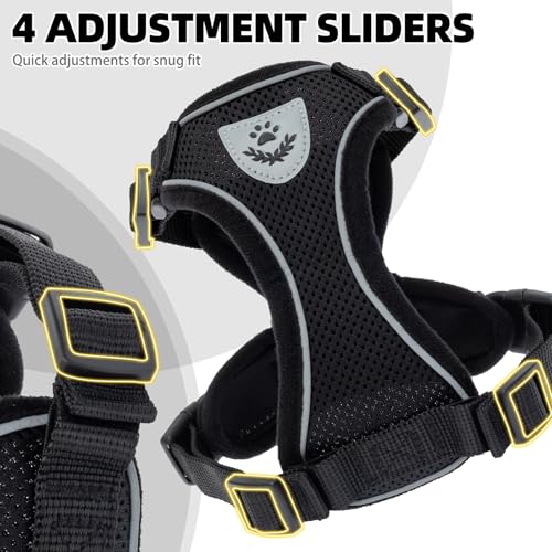 Cat Harness and Leash Set Escape Proof Reflective Cat Walking Harness Adjustable Soft Breathable Mesh Vest for Small Pets (L (NECK 14"-18", CHEST 18"-26.5") / Black)