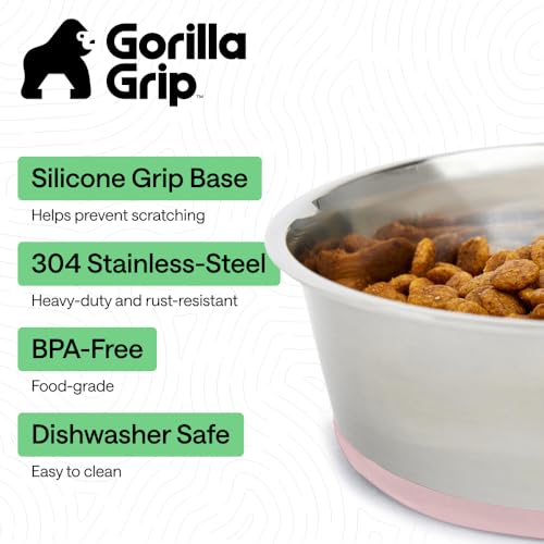 Dog Bowls Food Grade Stainless Steel (Light Pink / 8 Cup (Set of 2))