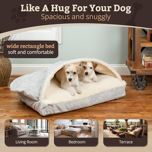 Rectangle Cozy Cave Dog Bed (Palmer Dove / Large)