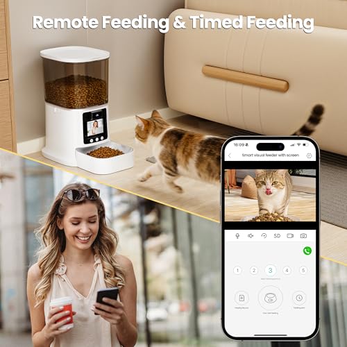 Automatic Cat Feeder with Camera (white)
