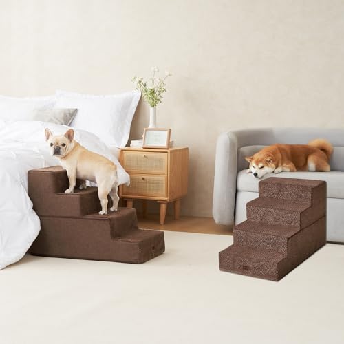 Dog Stairs for Bed 18" H (Brown / Extra Wide 16.5" x 28" x 18")