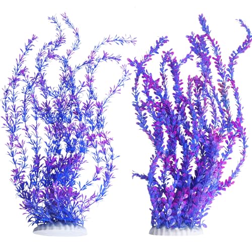 Aquarium Plastic Plants Aquarium Decor Artificial Fish Tank Plants (Purple（style B）)
