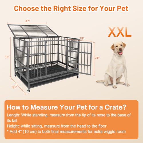 Indestructible Dog Crate Cage Kennel (Metal 47"-round tube)