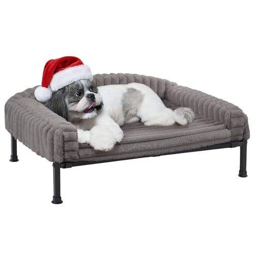 Elevated Dog Bed with Bolster Cushion (Grey / 30.0"L x 20.0"W x 8.3"Th)